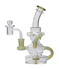 Human Grade Stubby Klein Glass Recycler Rig Water Pipe-Jade