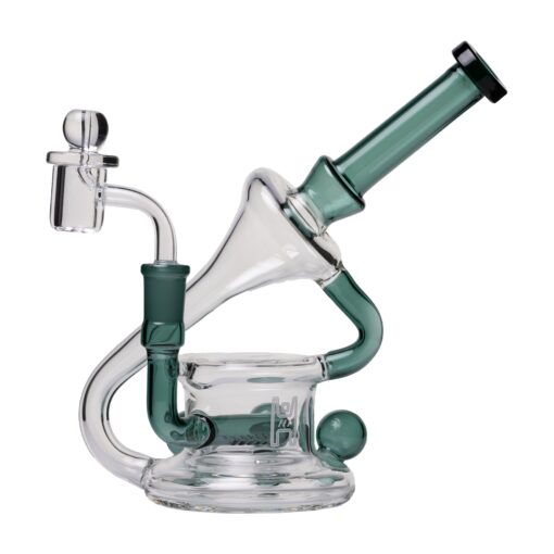 Human Grade 7.5" Recycler 45 (Triple Marble) Glass Rig Water Pipe LakeGreen