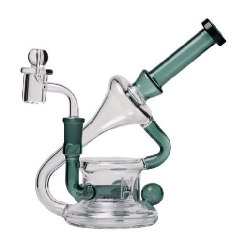 Human Grade 7.5" Recycler 45 (Triple Marble) Glass Rig Water Pipe LakeGreen