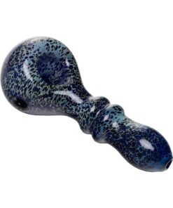 Human Grade Double Ring Spoon Pipe-Leopard Blue