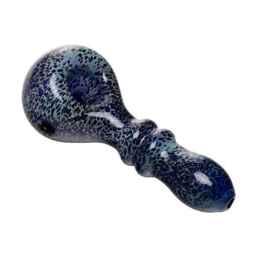 Human Grade Double Ring Spoon Pipe-Leopard Blue