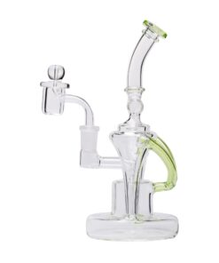Human Grade Dualing Recycler Glass Rig Water Pipe MatrixGreen