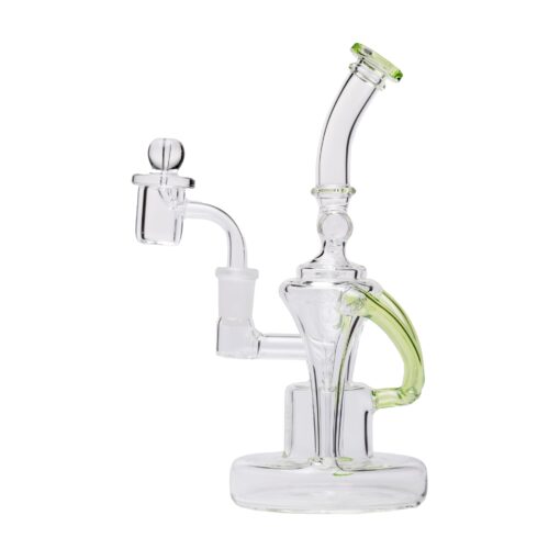 Human Grade Dualing Recycler Glass Rig Water Pipe MatrixGreen