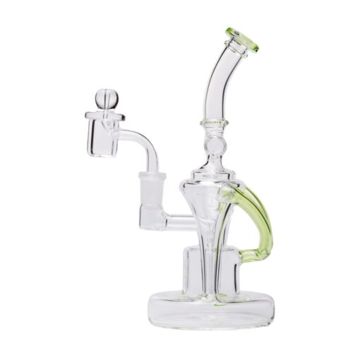 Human Grade Dualing Recycler Glass Rig Water Pipe MatrixGreen