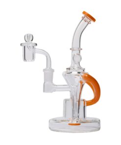 Human Grade Dualing Recycler Glass Rig Water Pipe OpaqueOrange