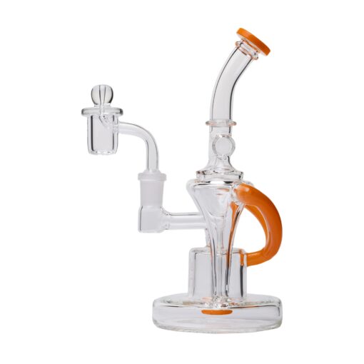 Human Grade Dualing Recycler Glass Rig Water Pipe OpaqueOrange