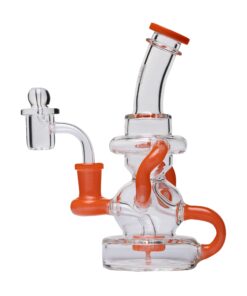 Human Grade Stubby Klein Glass Recycler Rig Water Pipe-Orange