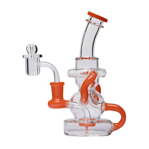 Human Grade Stubby Klein Glass Recycler Rig Water Pipe-Orange