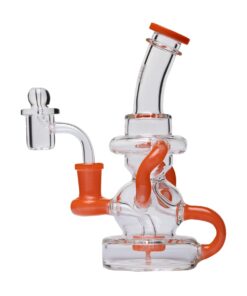 Human Grade Stubby Klein Glass Recycler Rig Water Pipe-Orange