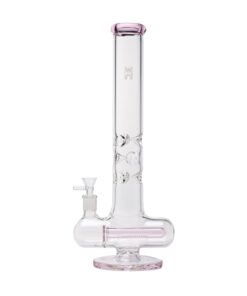 Human Grade Inline Tube Triple Ice Catch Glass Water Pipe Pink