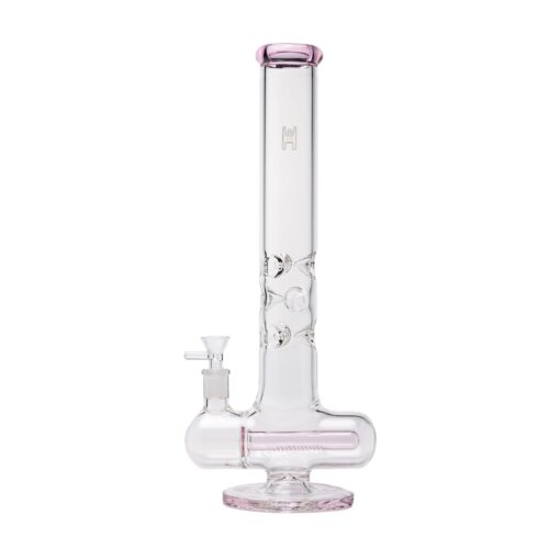 Human Grade Inline Tube Triple Ice Catch Glass Water Pipe Pink
