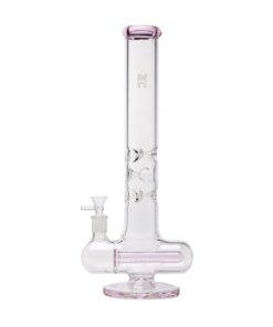 Human Grade Inline Tube Triple Ice Catch Glass Water Pipe Pink