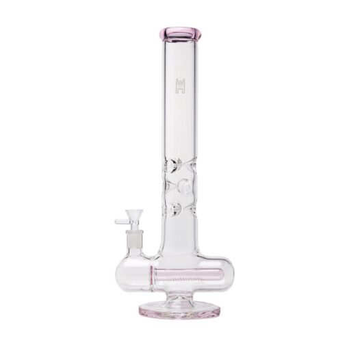 Human Grade Inline Tube Triple Ice Catch Glass Water Pipe Pink