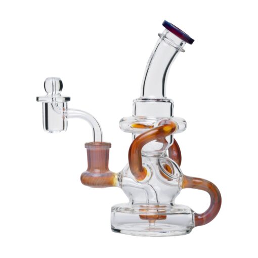 Human Grade Stubby Klein Glass Recycler Rig Water Pipe-Purple