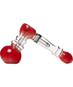 Human Grade Frit Hammer Bubbler-Red with Smoke Tube