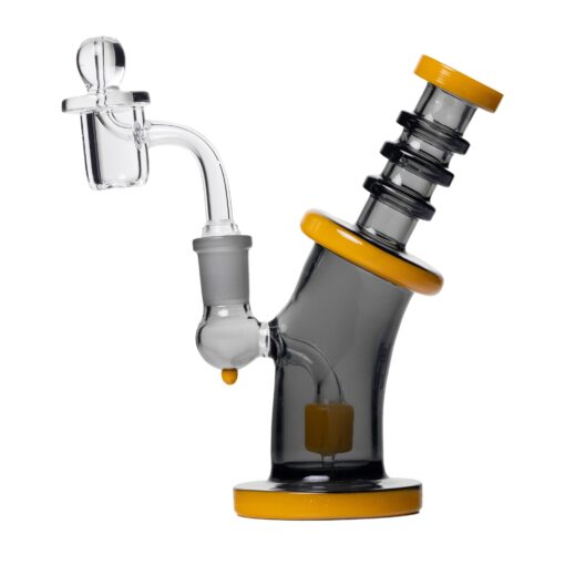 Human Grade 6.25" Bent Neck Dab Rig-Smoke with Orange Accent
