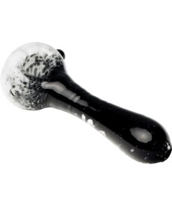 Human Grade IO Twist Spoon Pipe-White Frit with Black