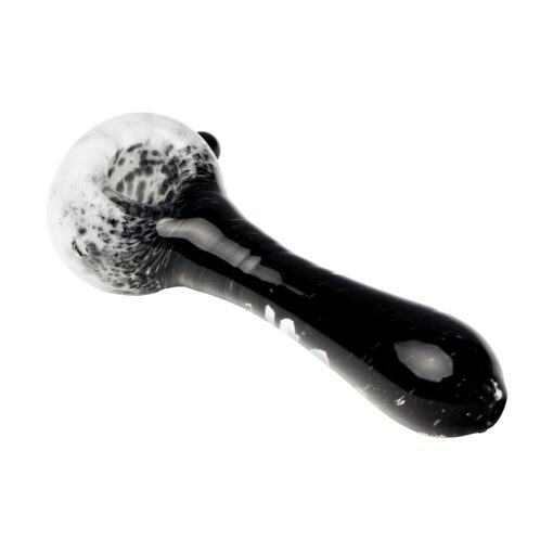 Human Grade IO Twist Spoon Pipe-White Frit with Black