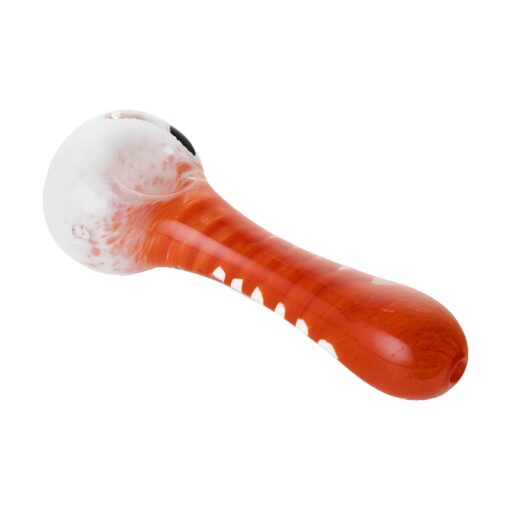 Human Grade IO Twist Spoon Pipe-White Frit with Orange