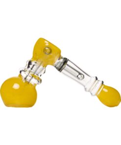 Human Grade Frit Hammer Bubbler-Yellow with Smoke Tube