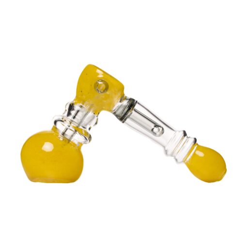 Human Grade Frit Hammer Bubbler-Yellow with Smoke Tube