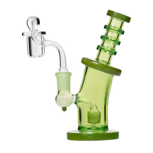 Human Grade 6.25" Bent Neck Dab Rig Light Blue with Black Accent