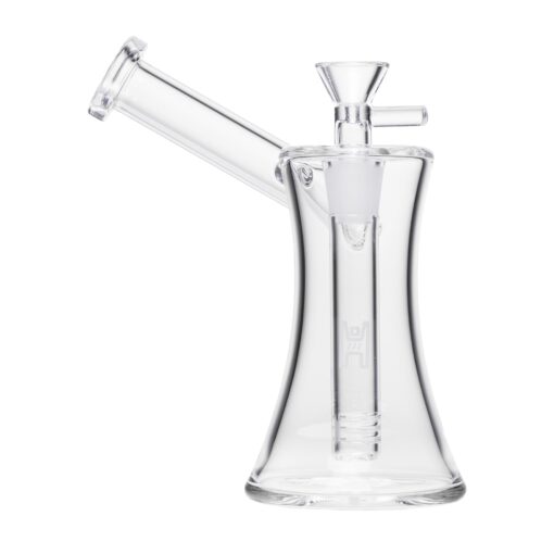 Human Grade 6" Hourglass Sidecar Bubbler Clear with Green Accent