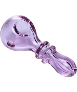Human Grade Double Ring Spoon Pipe Matrix Green Sandblasted
