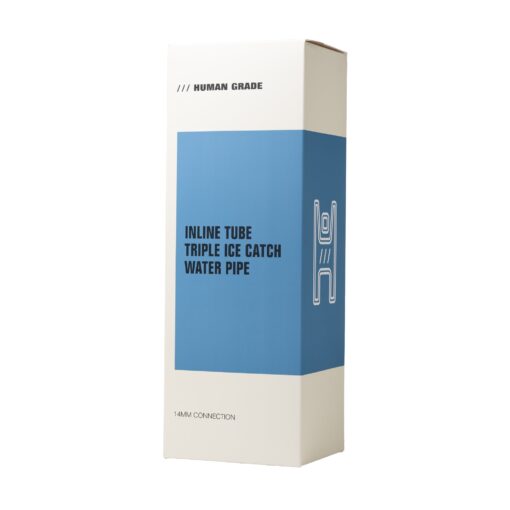 Human Grade Inline Tube Triple Ice Catch Glass Water Pipe - Image 4