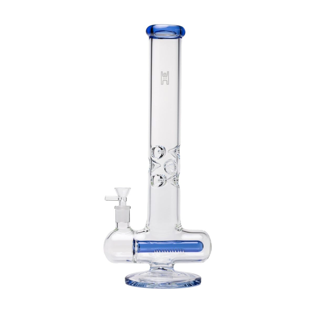 Human Grade Inline Tube Triple Ice Catch Glass Water Pipe Light Blue