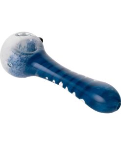 Human Grade IO Twist Spoon Pipe White Frit with blue