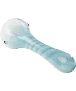 Human Grade IO Twist Spoon Pipe White Frit with Blue