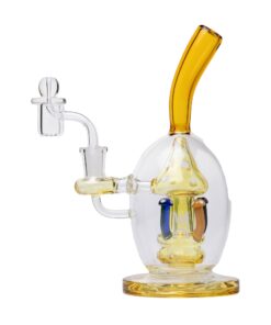 Human Grade Mushroom Globe Glass Rig Amber