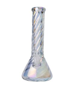 Human Grade Twisted Iridescent Beaker Water Pipe - Image 2
