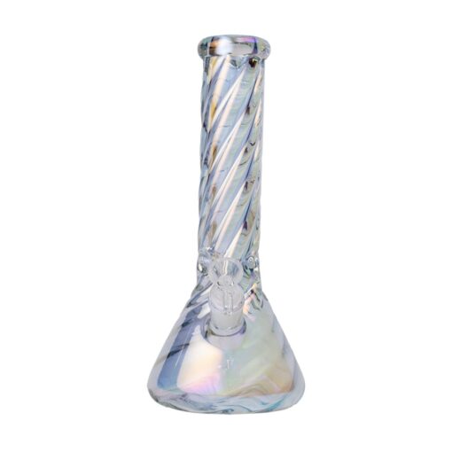 Human Grade Twisted Iridescent Beaker Water Pipe - Image 2