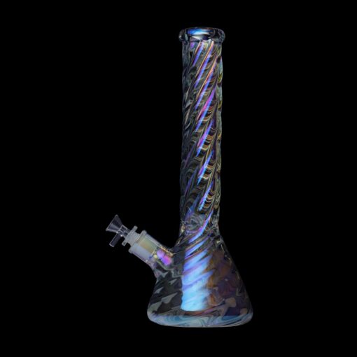 Human Grade Twisted Iridescent Beaker Water Pipe - Image 3