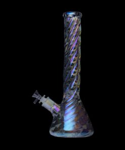 Human Grade Twisted Iridescent Beaker Water Pipe - Image 3