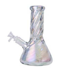 Human Grade Twisted Iridescent Beaker Water Pipe 9 inch