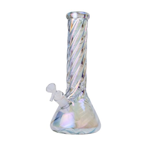 Human Grade Twisted Iridescent Beaker Water Pipe - Image 6