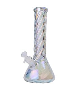 Human Grade Twisted Iridescent Beaker Water Pipe - Image 6