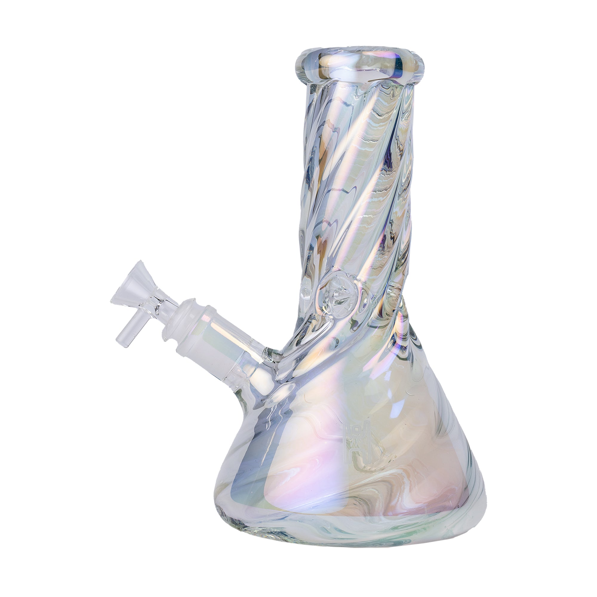 Human Grade Twisted Iridescent Beaker Water Pipe 9 inch
