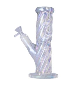 Human Grade Twisted Iridescent Tube Glass Water Pipe 9 inch
