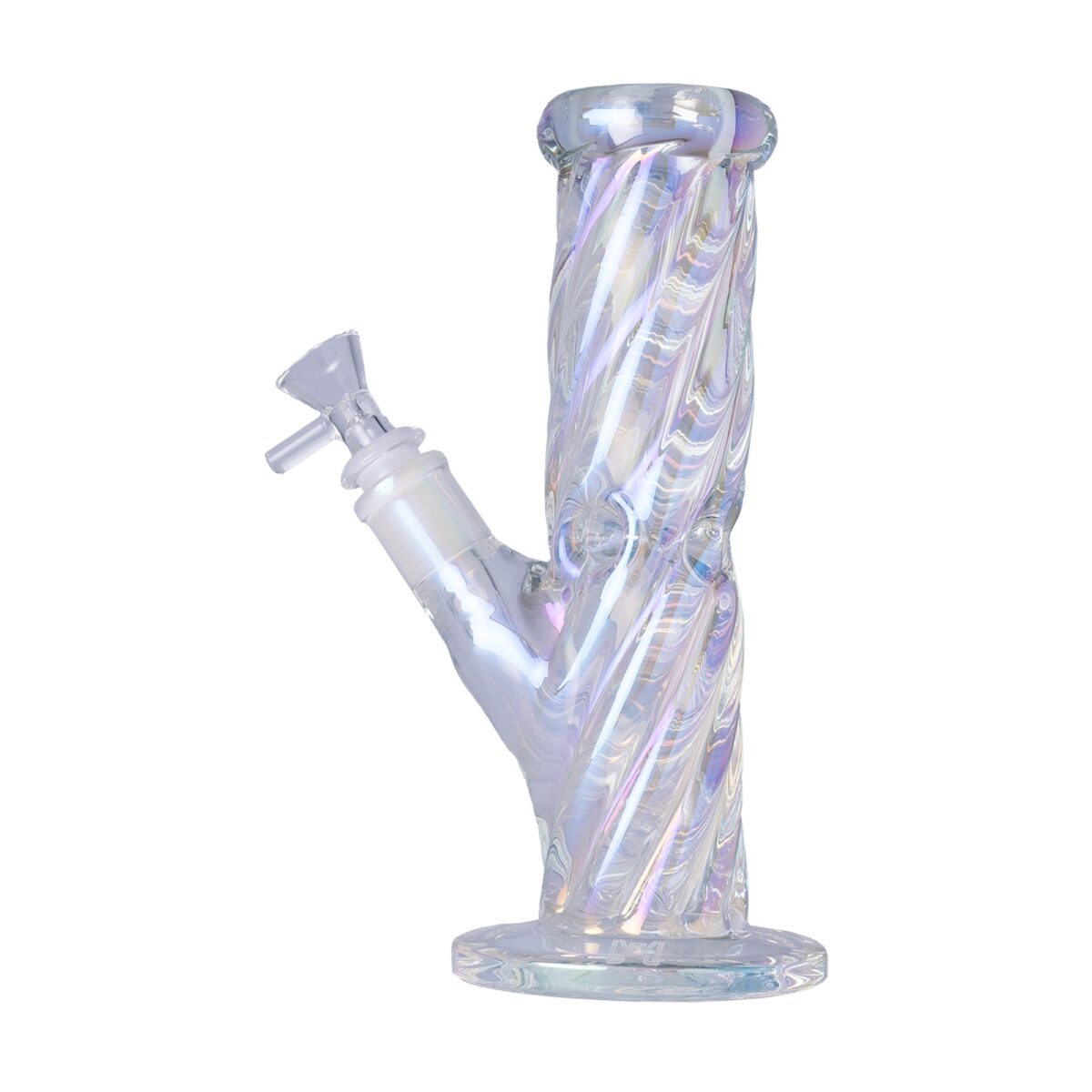 Human Grade Twisted Iridescent Tube Glass Water Pipe 9 inch