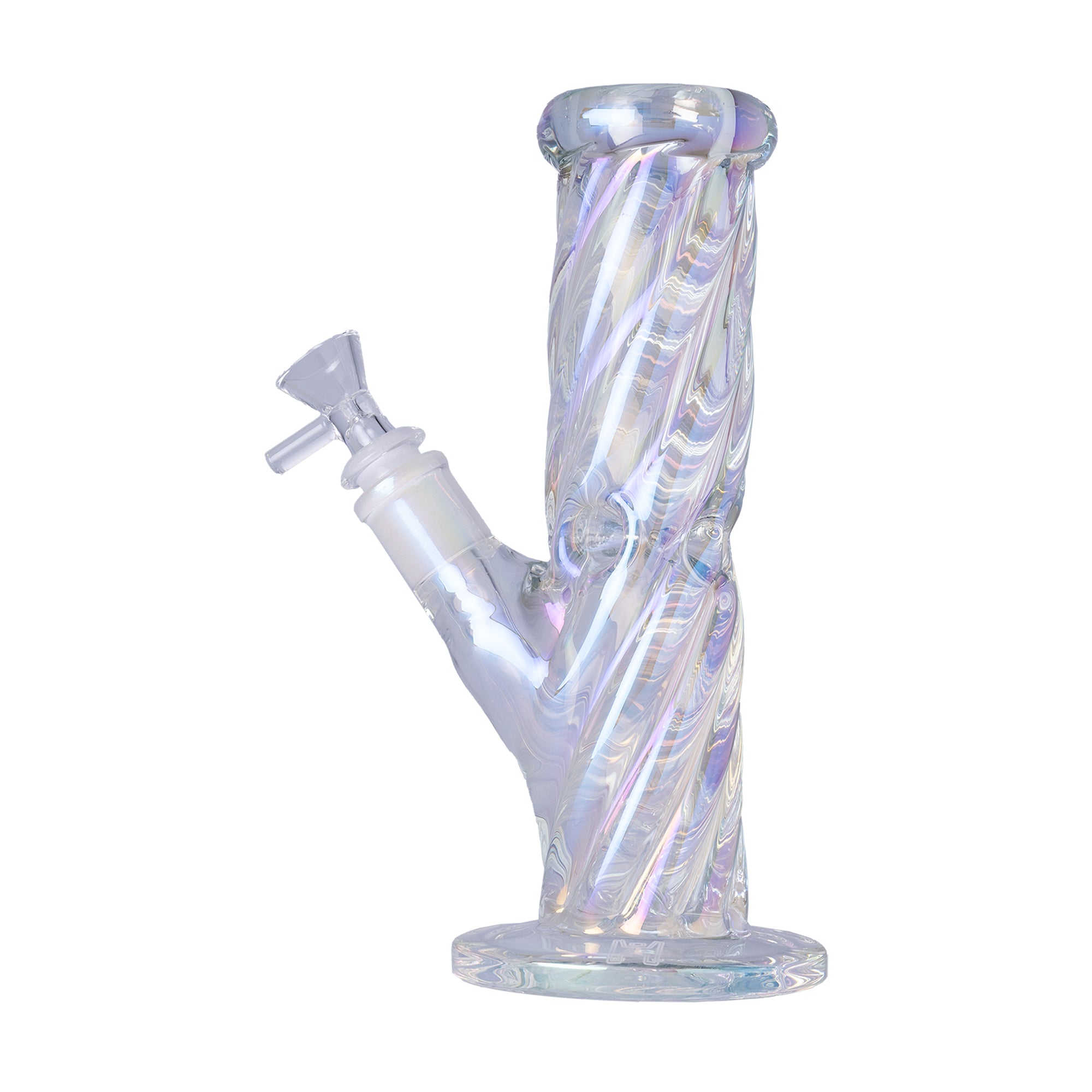 Human Grade Twisted Iridescent Tube Glass Water Pipe 9 inch