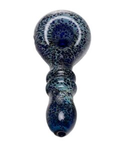 Human Grade Double Ring Spoon Pipe Leopard Blue