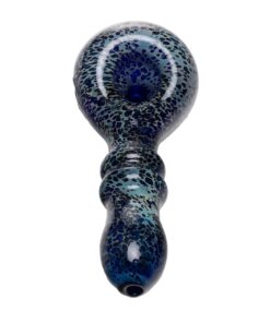 Human Grade Double Ring Spoon Pipe Leopard Blue